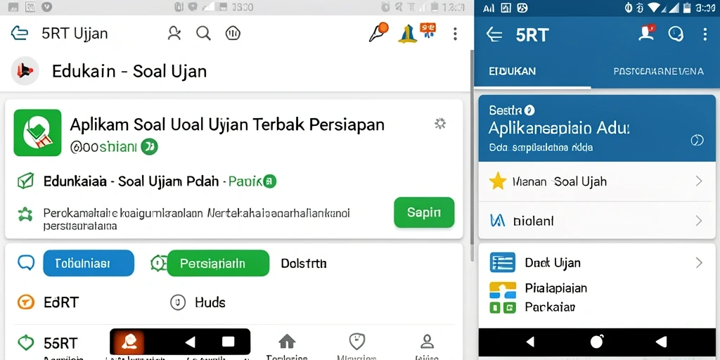 Antarmuka aplikasi 5RT dengan fungsi Soal Ujian yang interaktif.