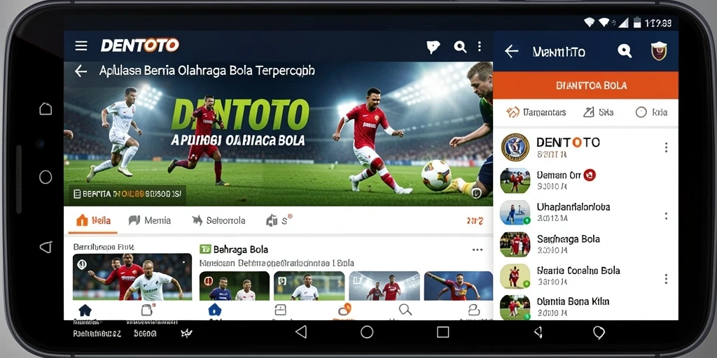 Antarmuka DENTOTO yang menarik dan informatif untuk berita olahraga bola.