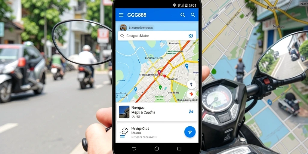Antarmuka GGG888 menunjukkan peta dan navigasi untuk motor.