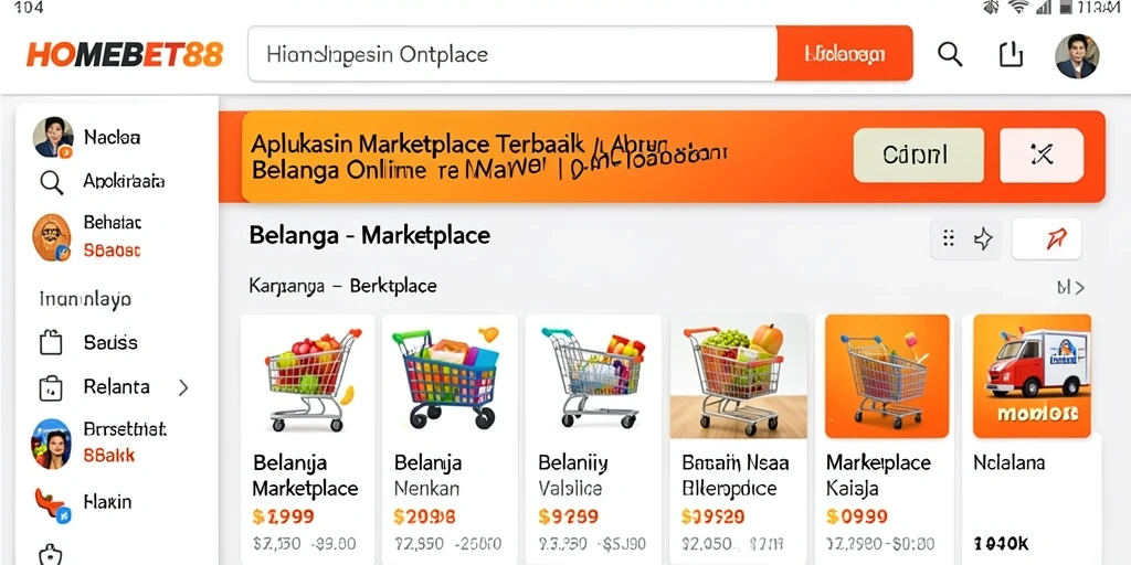 Antarmuka menarik dari aplikasi HOMEBET88 untuk berbelanja online.