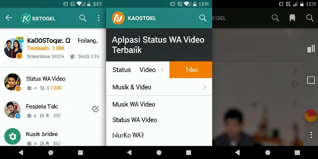 Tampilan antarmuka KAOSTOGEL untuk status WA yang menarik.
