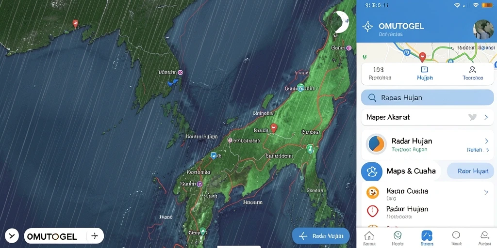 Tampilan antarmuka pengguna OMUTOGEL untuk Radar Hujan yang interaktif.