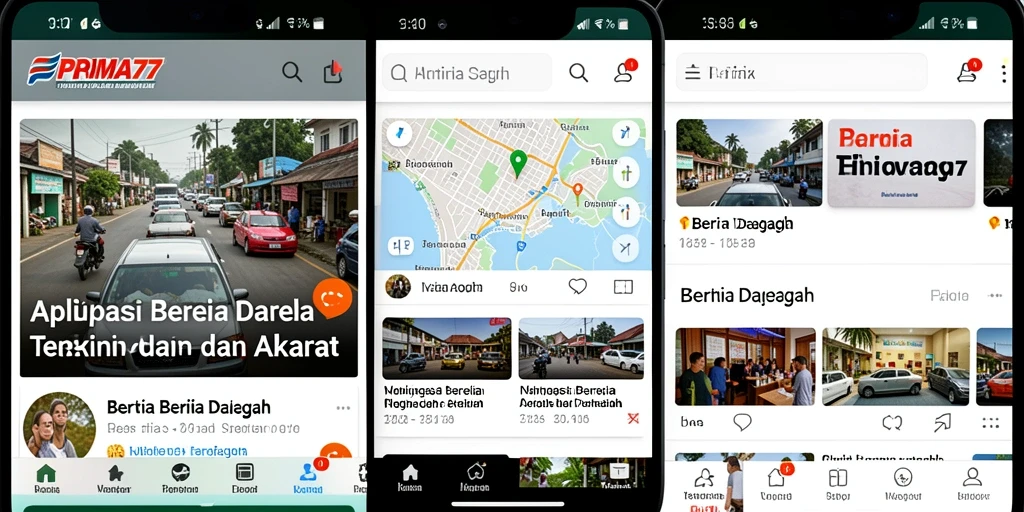 Antarmuka aplikasi PRIMA77 yang menampilkan berita daerah terkini.