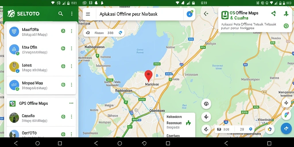 Antarmuka pengguna aplikasi SELTOTO untuk navigasi peta offline.