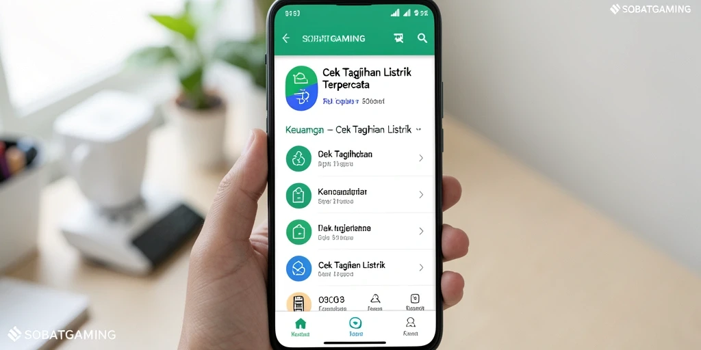 Tampilan antarmuka aplikasi Cek Tagihan Listrik SOBATGAMING yang user-friendly.