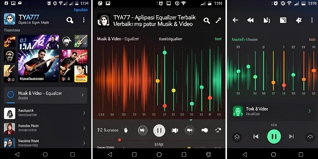 Tampilan antar muka TYA777 yang menarik dengan fungsi Equalizer.