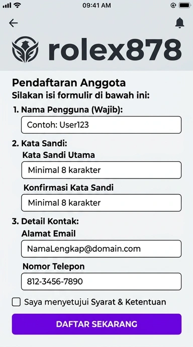 Cara Mudah Registrasi Akun rolex878 untuk Pengguna Android
